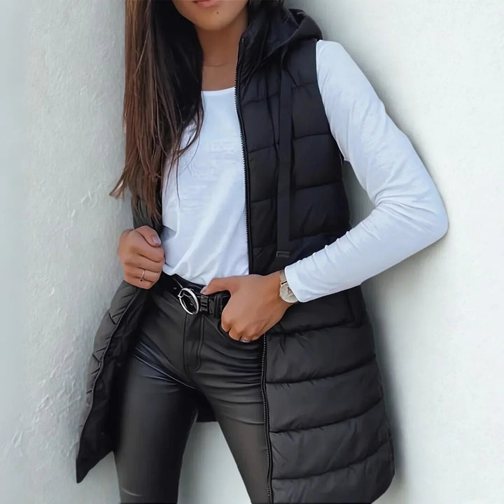 Quilted Vest for Women | Longline Shape with Hood