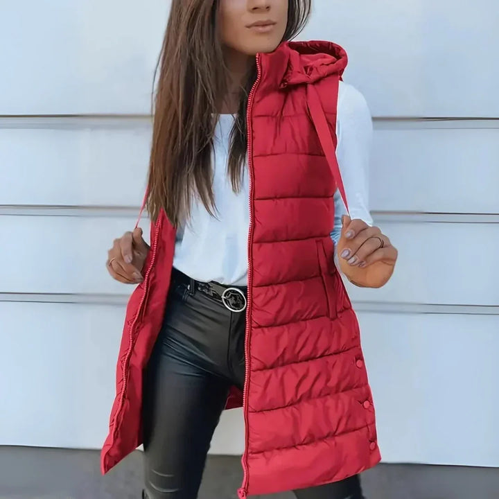 Quilted Vest for Women | Longline Shape with Hood