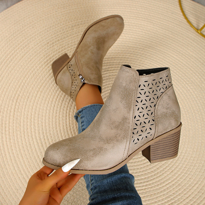 Ankle Boot for Women | Laser Cut & Block Heel