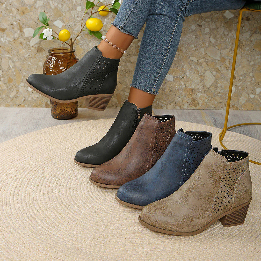 Ankle Boot for Women | Laser Cut & Block Heel