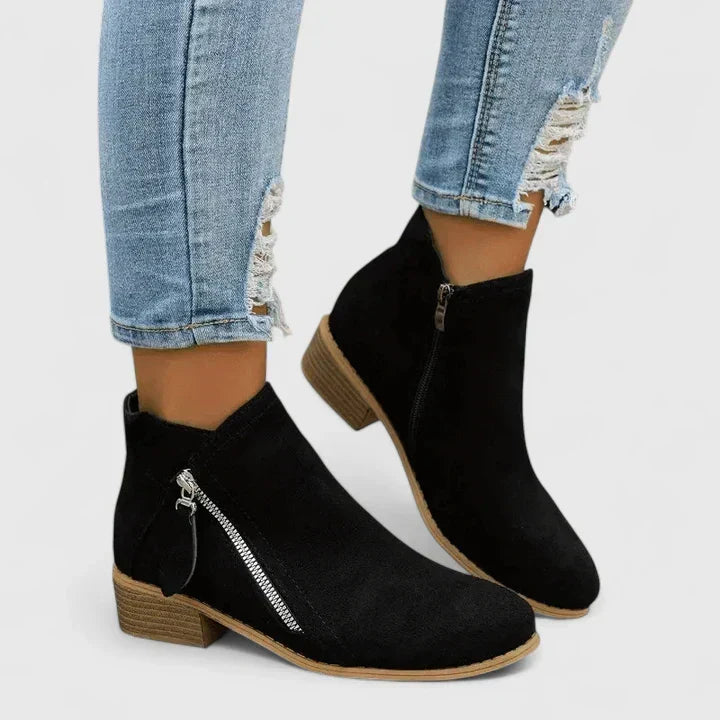 Ankle Boots for Women | Low Block Heel & Zipper