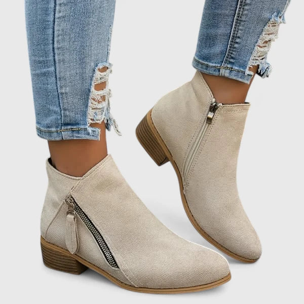 Ankle Boots for Women | Low Block Heel & Zipper