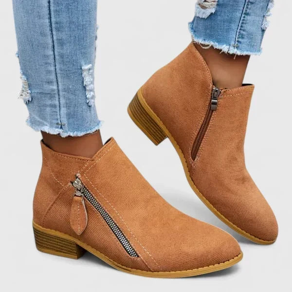 Ankle Boots for Women | Low Block Heel & Zipper