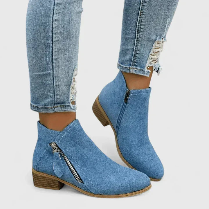 Ankle Boots for Women | Low Block Heel & Zipper