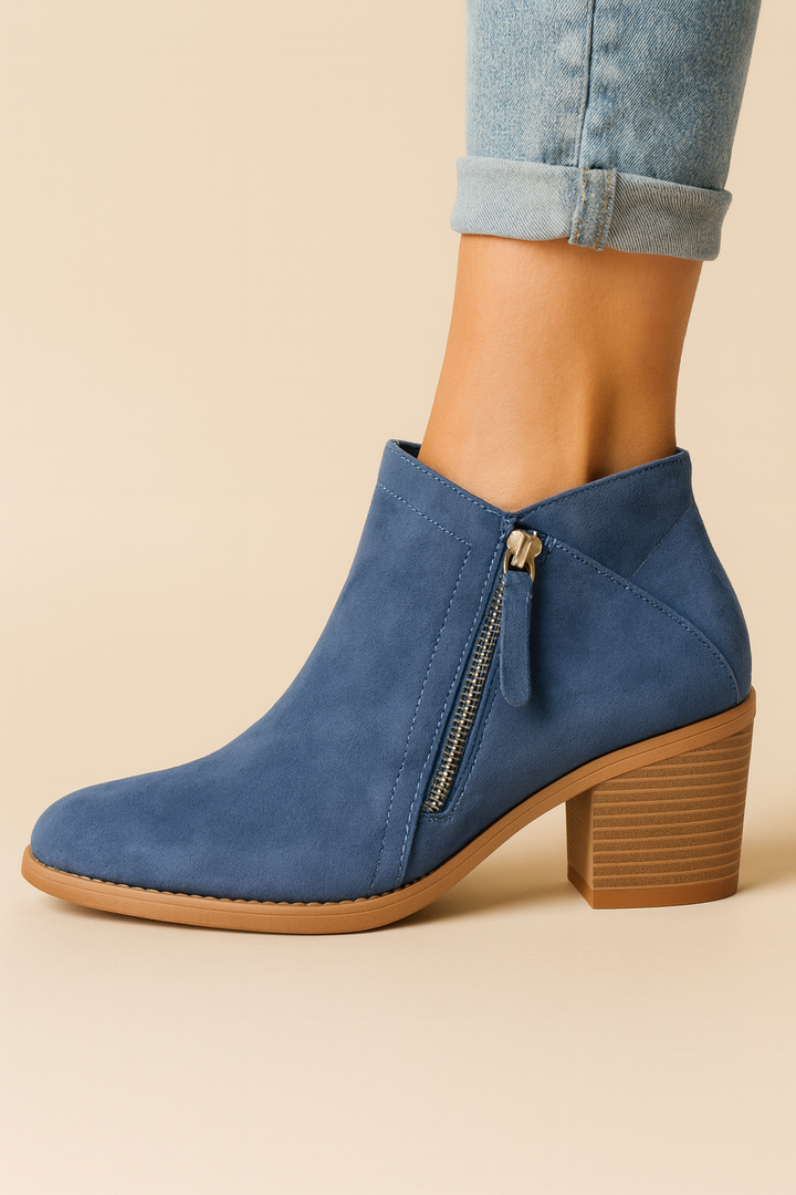 Ankle Boots for Women | Practical Side Zipper & Comfortable Block Heel