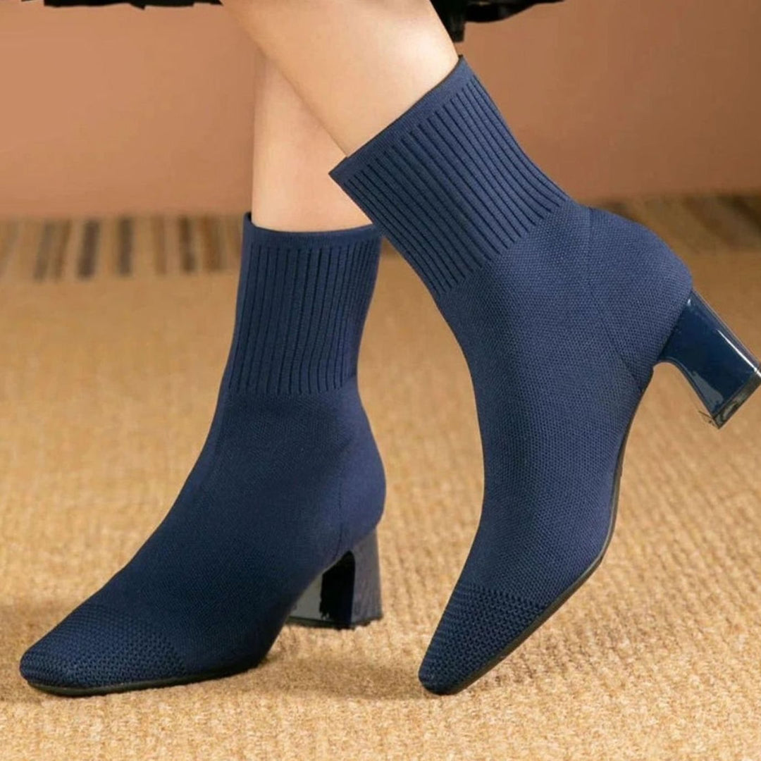 Ankle Boots for Women | Ribbed Knit with Block Heel