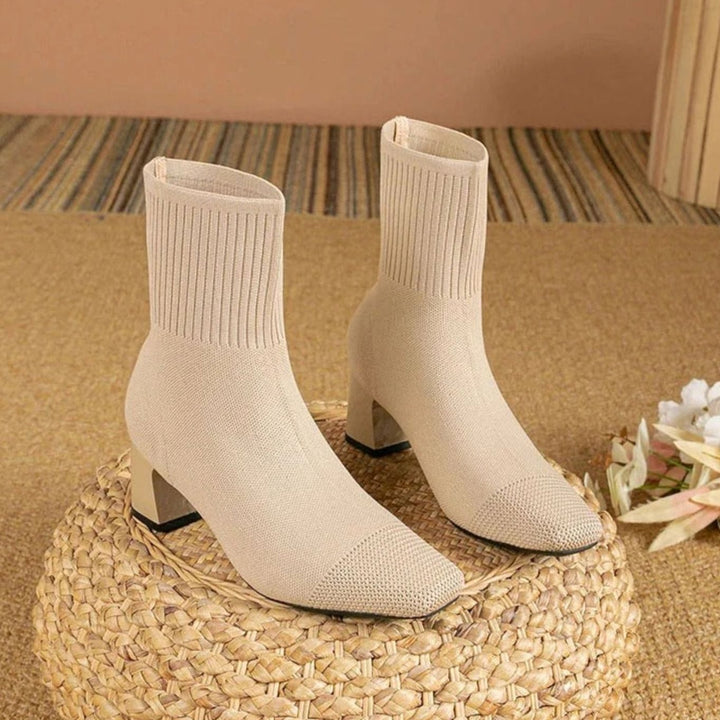 Ankle Boots for Women | Ribbed Knit with Block Heel