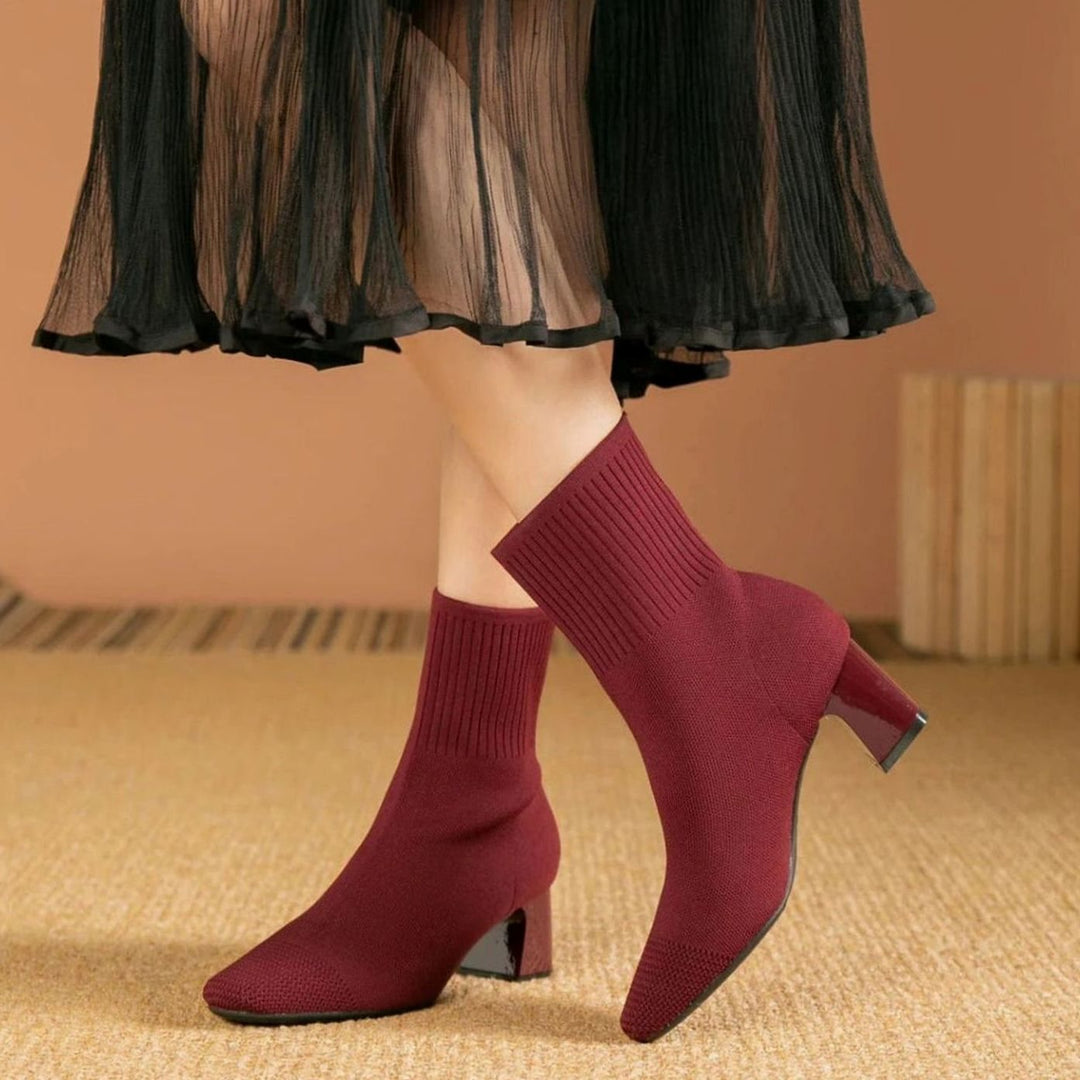 Ankle Boots for Women | Ribbed Knit with Block Heel