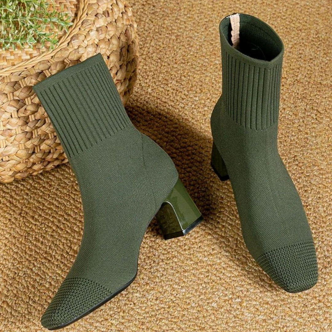 Ankle Boots for Women | Ribbed Knit with Block Heel