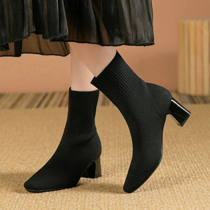 Ankle Boots for Women | Ribbed Knit with Block Heel