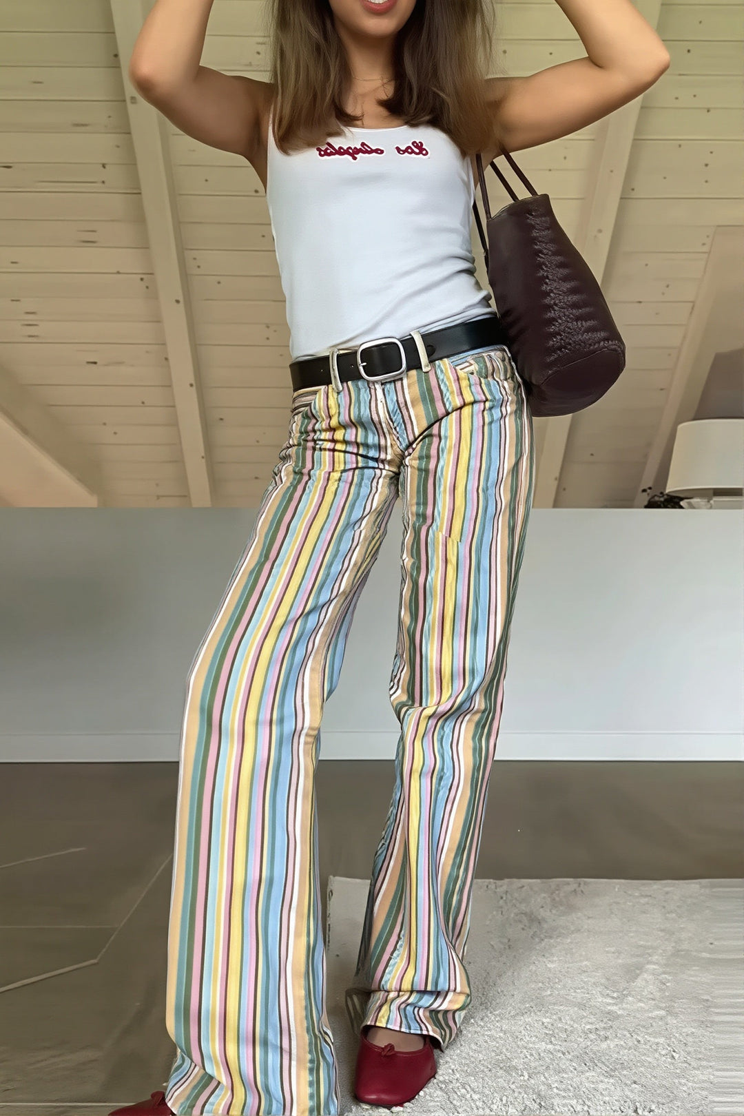 Straight Leg Jeans Women | Colorblock Design