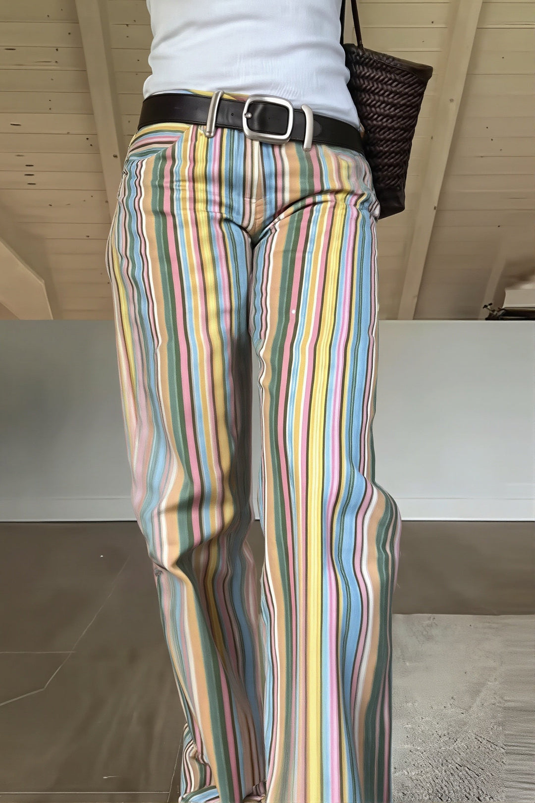 Straight Leg Jeans Women | Colorblock Design