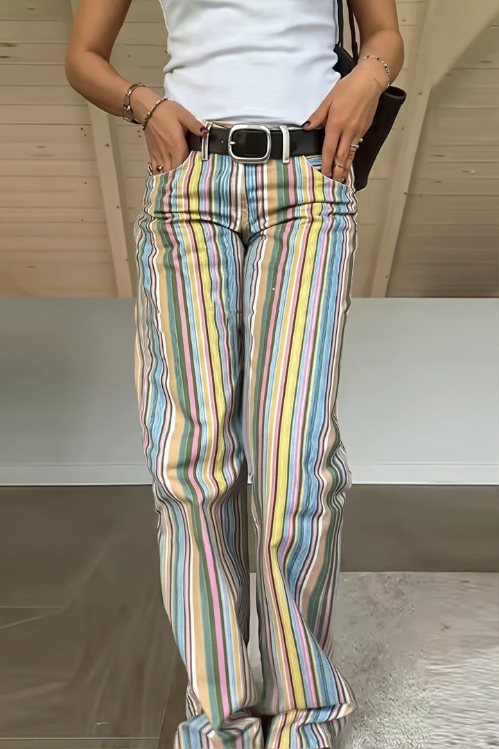 Straight Leg Jeans Women | Colorblock Design