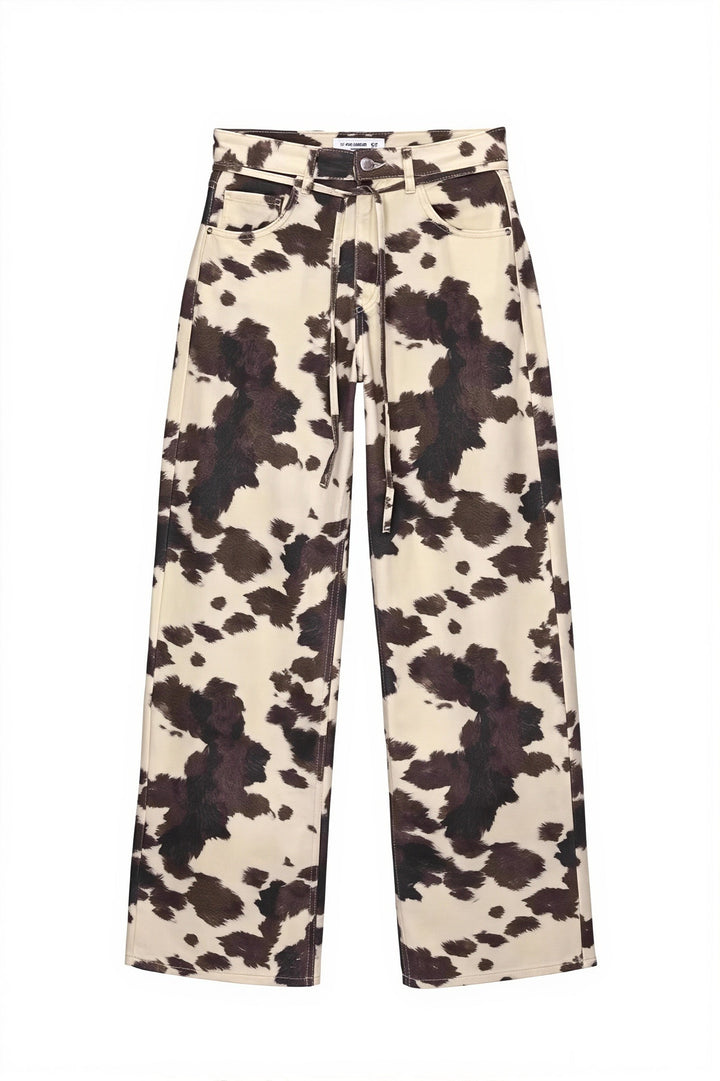 Straight Leg Jeans for Women | High Waist & Cow Pattern