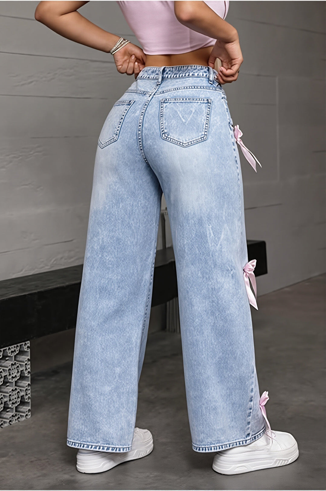 Straight Leg Jeans for Women | Relaxed Fit & Bow Detail