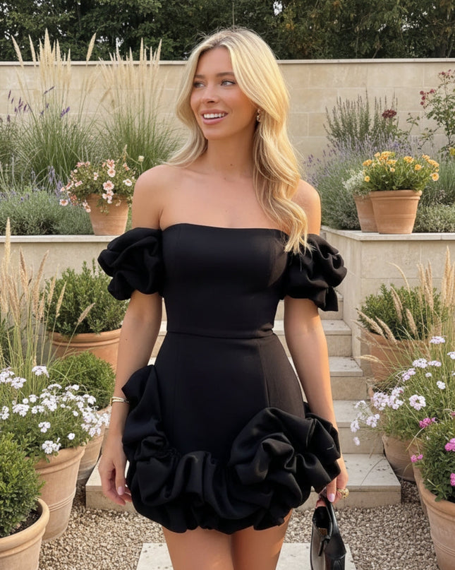 Strapless Ruffle Summer Mini Dress