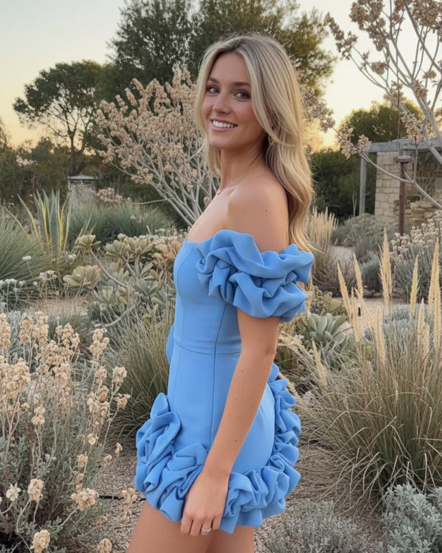 Strapless Ruffle Summer Mini Dress