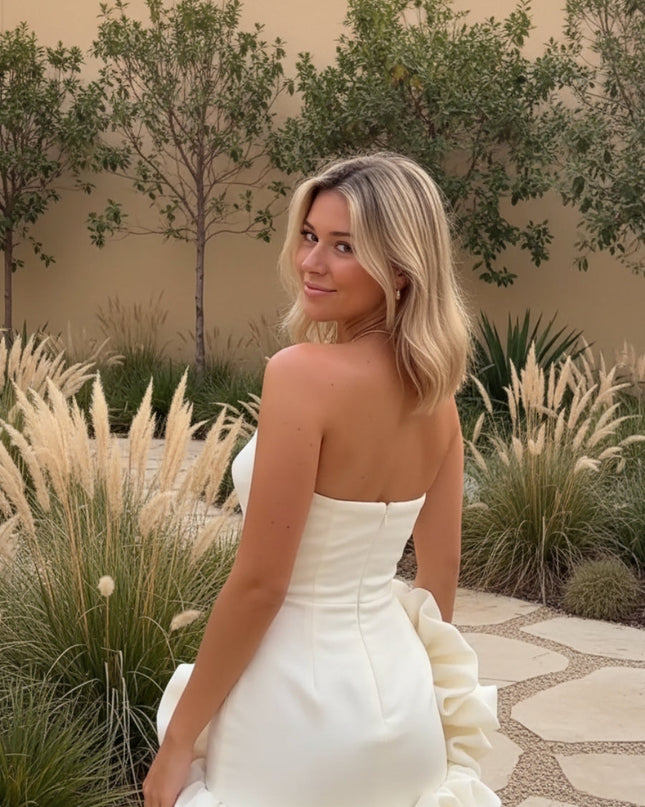 Strapless Ruffle Summer Mini Dress