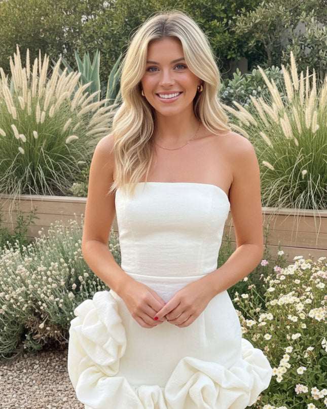 Strapless Ruffle Summer Mini Dress