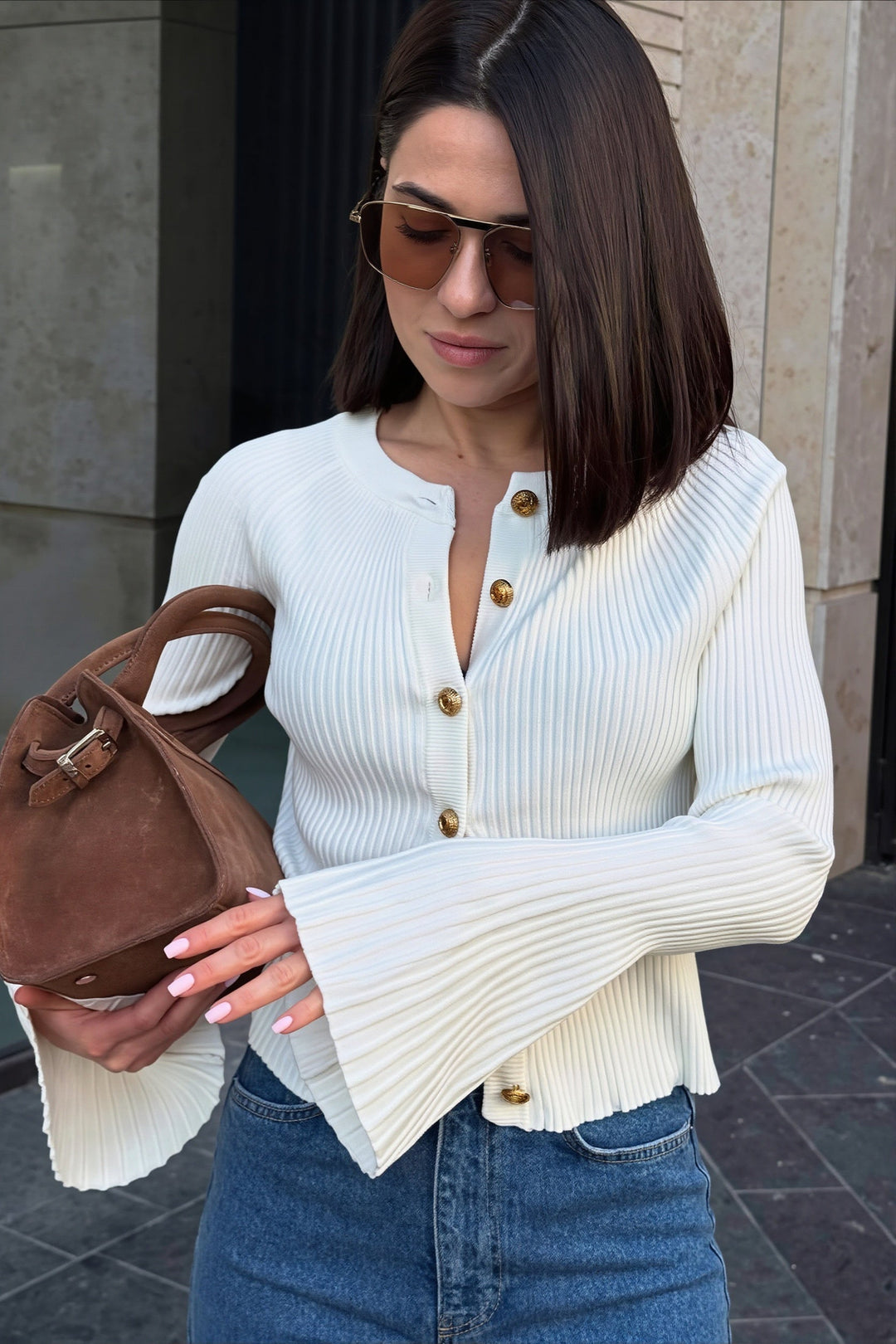 Cardigan for Women | Figure-Hugging Cut & Bell Sleeves