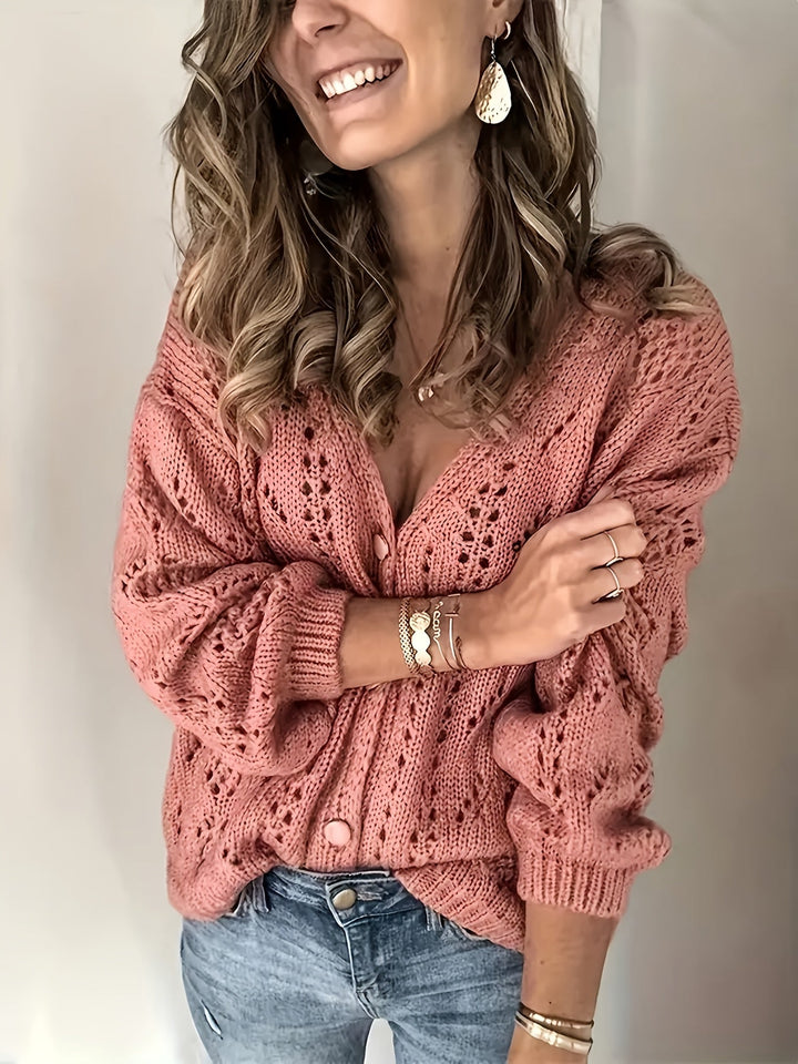 Cardigan for Women | Refined Lace Pattern Details & V-Neck