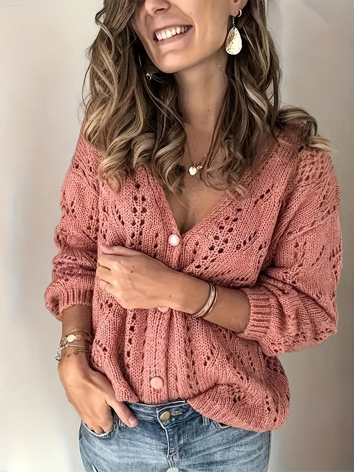 Cardigan for Women | Refined Lace Pattern Details & V-Neck