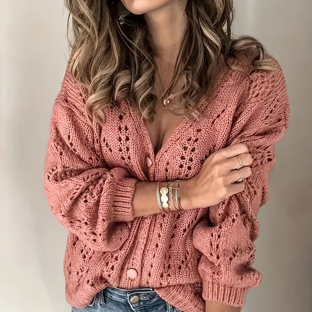 Cardigan for Women | Refined Lace Pattern Details & V-Neck