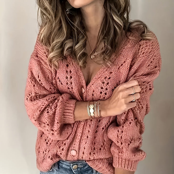 Cardigan for Women | Refined Lace Pattern Details & V-Neck