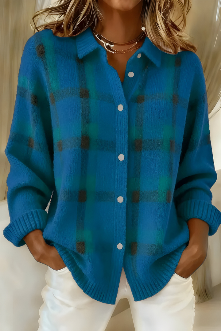 Cardigan Women | Retro Check Pattern