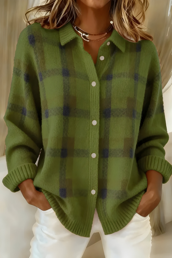 Cardigan Women | Retro Check Pattern