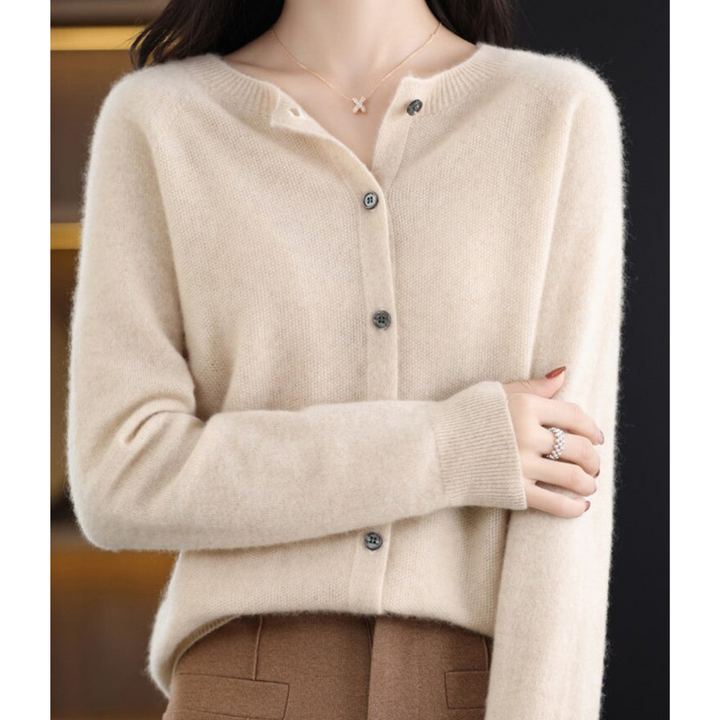 Cardigan for Women | Crew Neck & Button Placket for Timeless Warmth