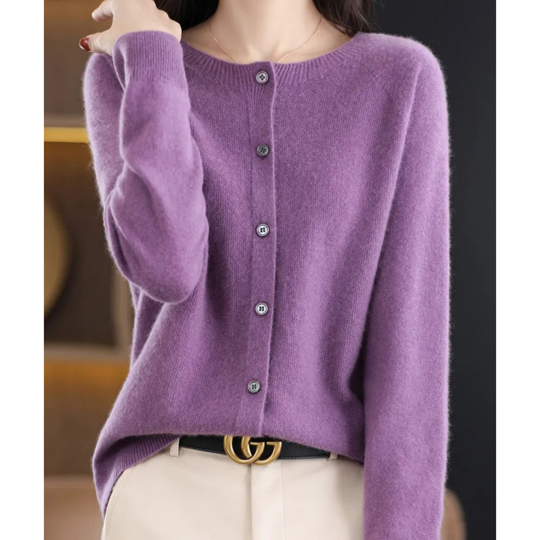 Cardigan for Women | Crew Neck & Button Placket for Timeless Warmth
