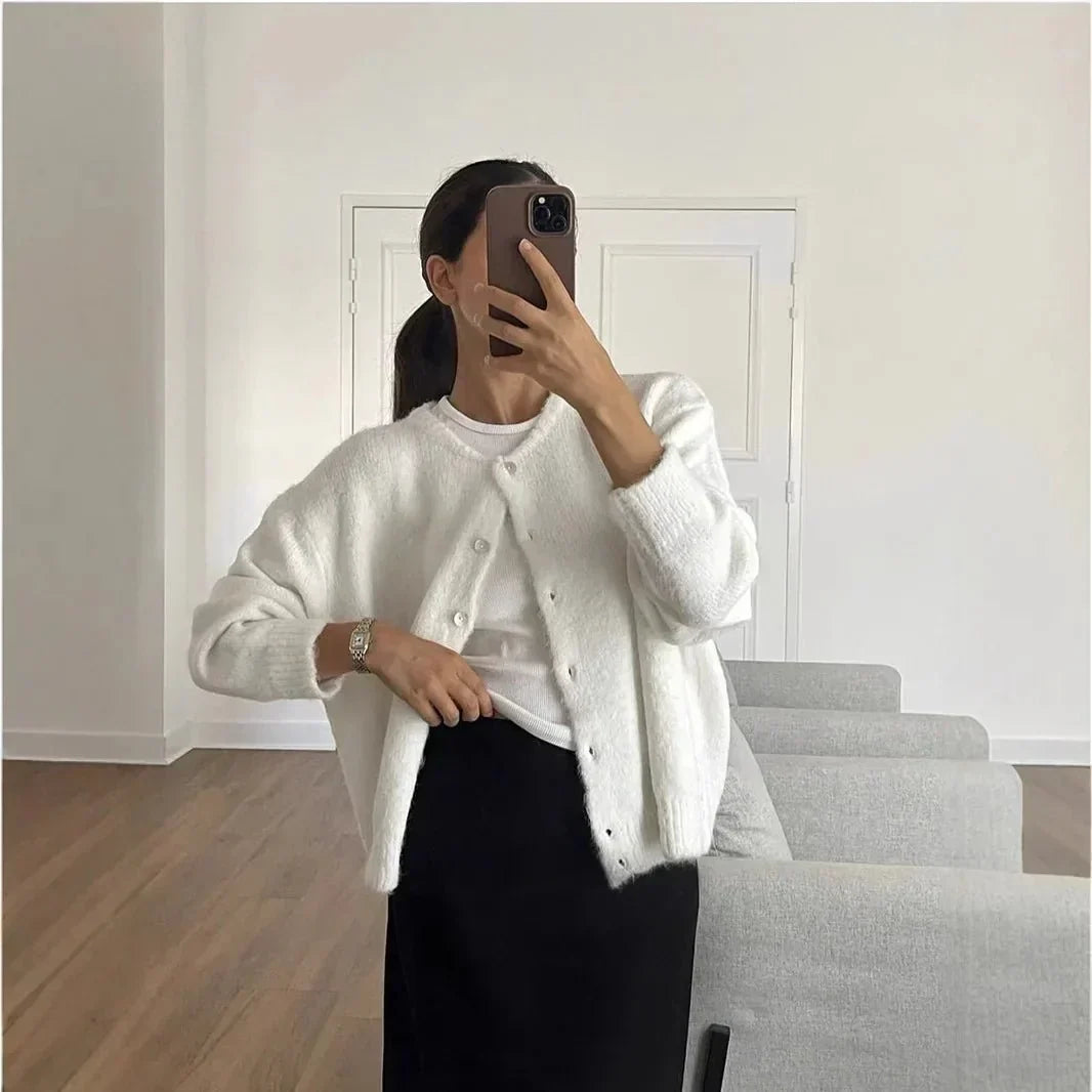 Cardigan for Women | Round Neck & Button Placket