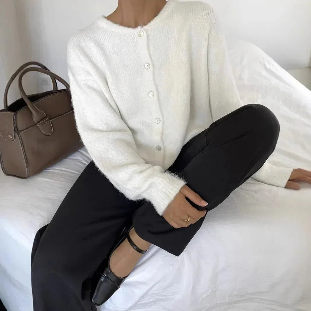 Cardigan for Women | Round Neck & Button Placket