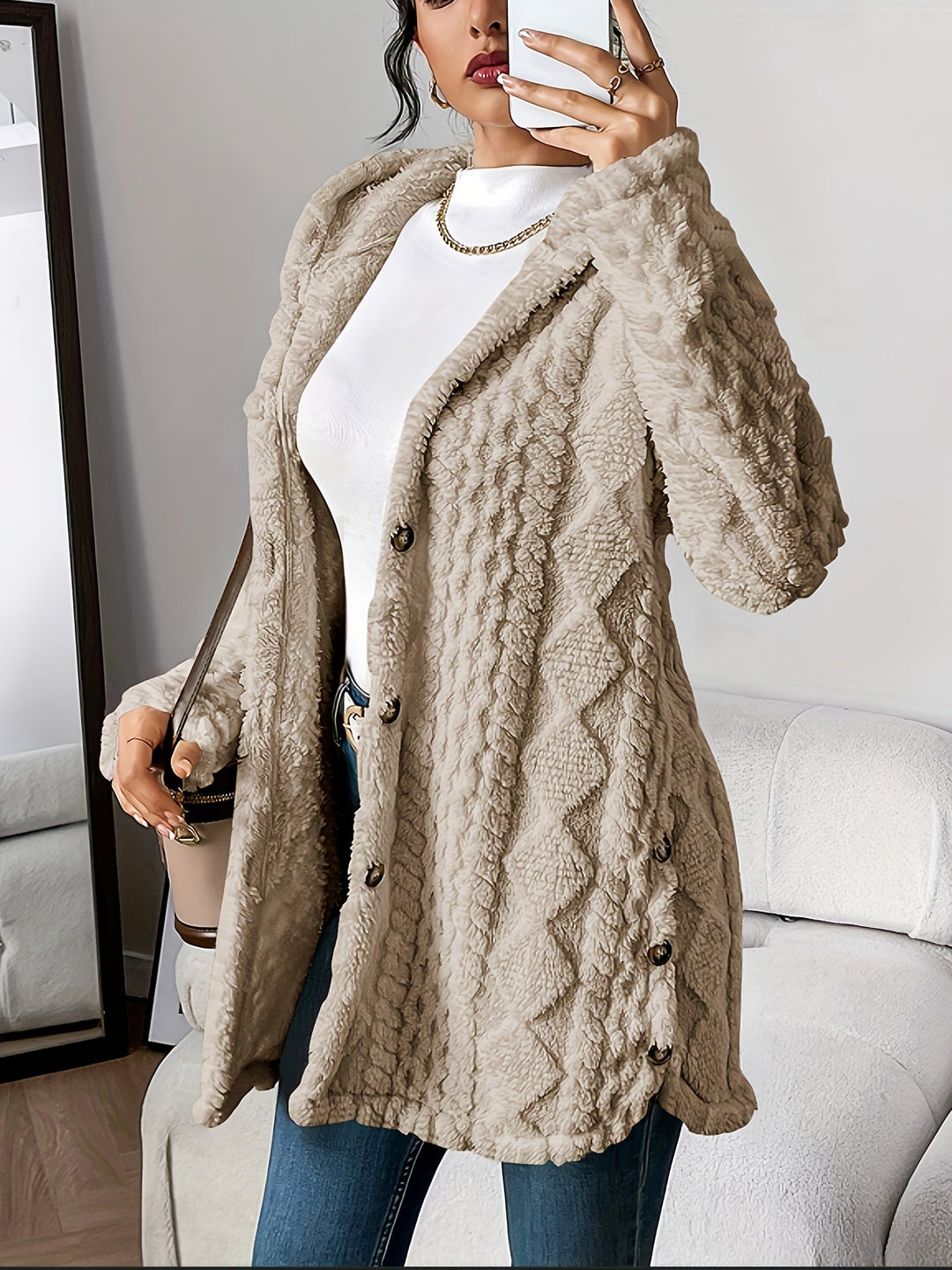 Women's Cardigan | Cable Knit with Hood