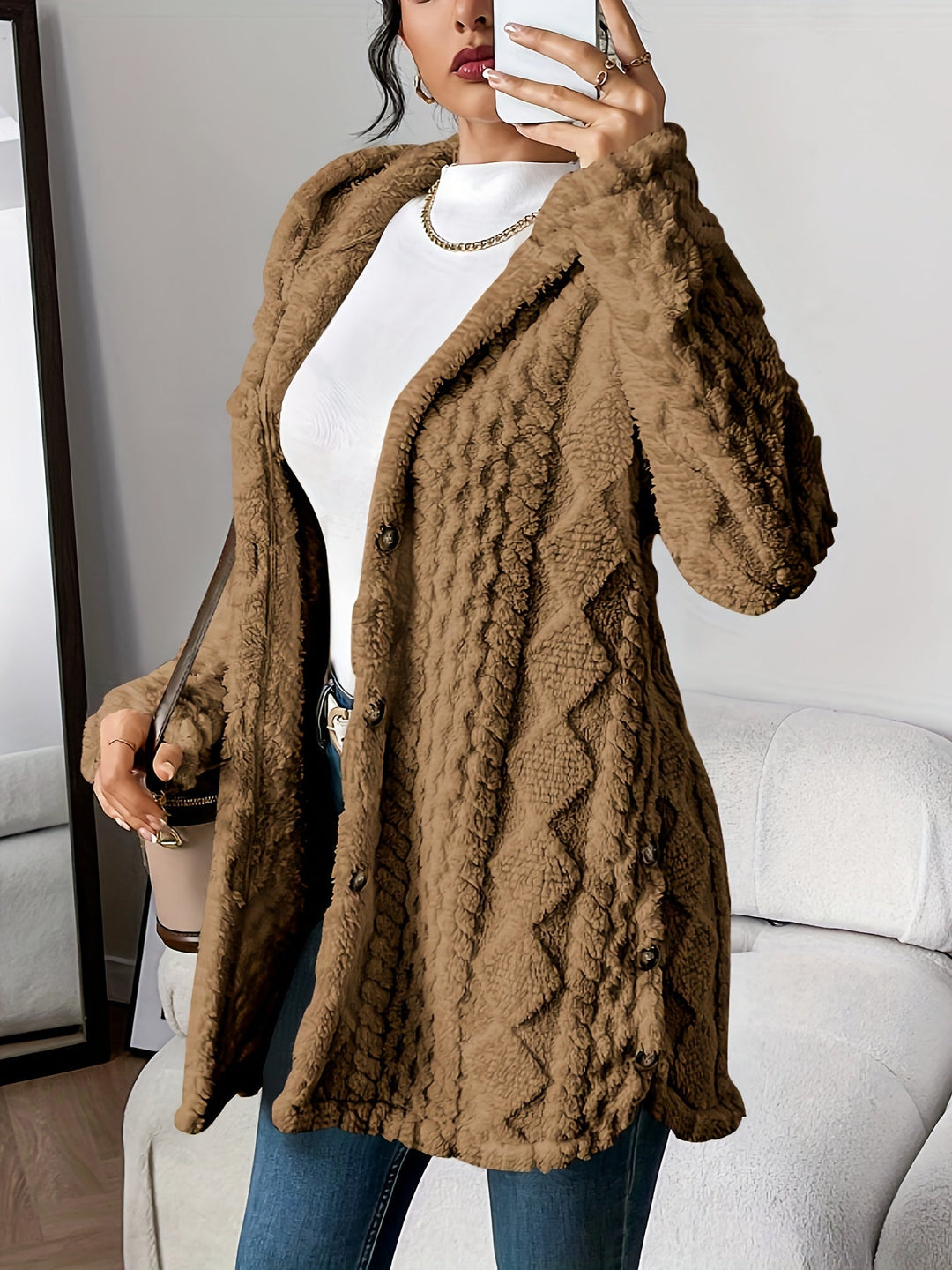 Women's Cardigan | Cable Knit with Hood