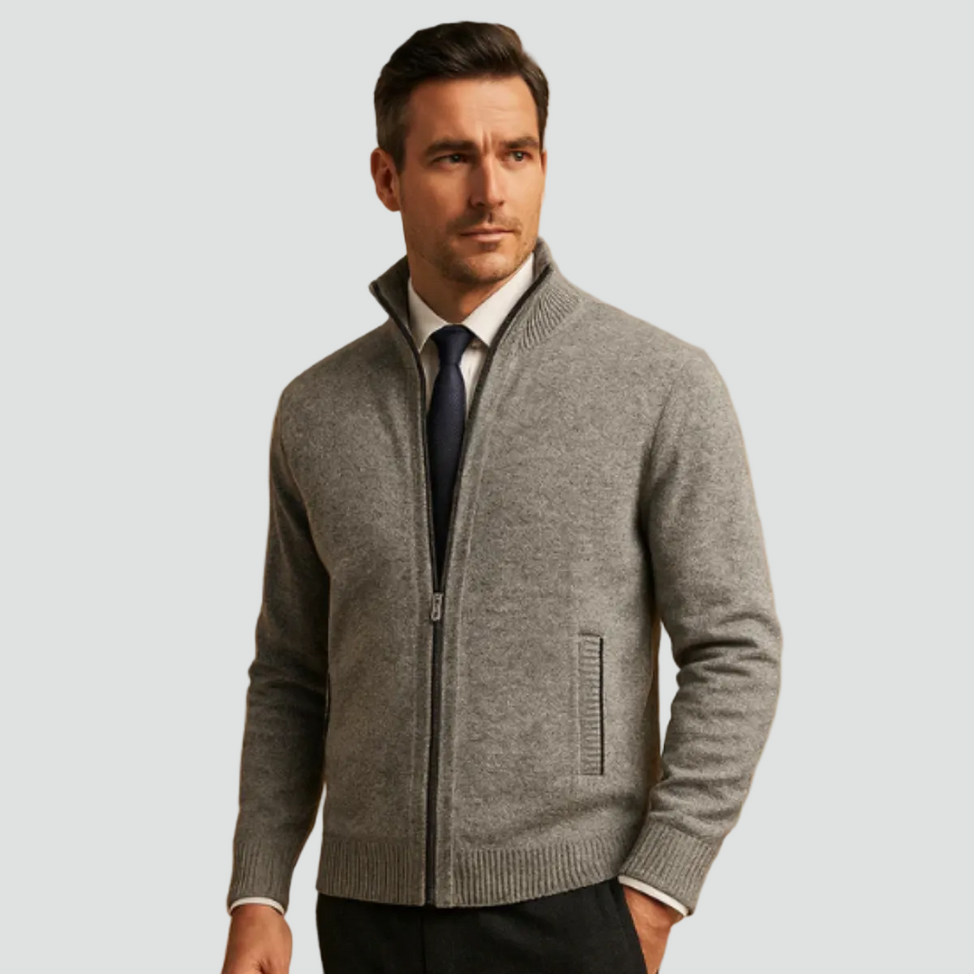 Men's Cardigan | Zipper & Stand-up Collar