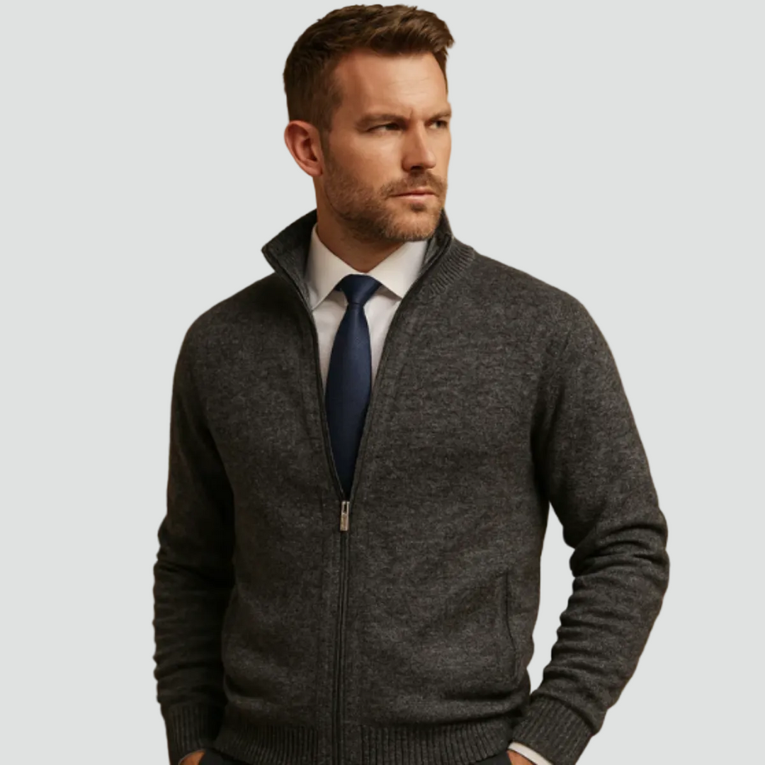 Men's Cardigan | Zipper & Stand-up Collar