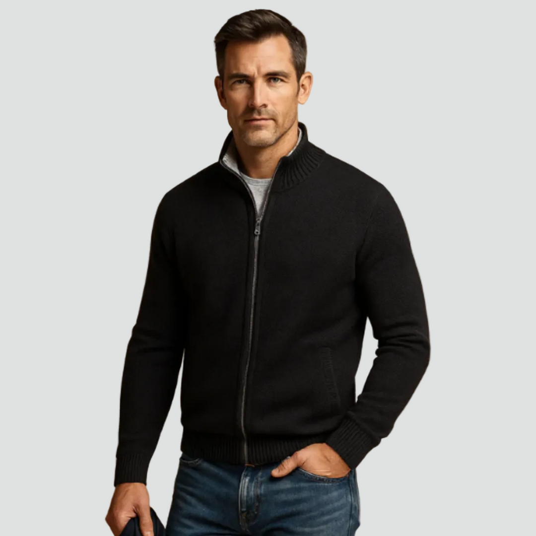 Men's Cardigan | Zipper & Stand-up Collar