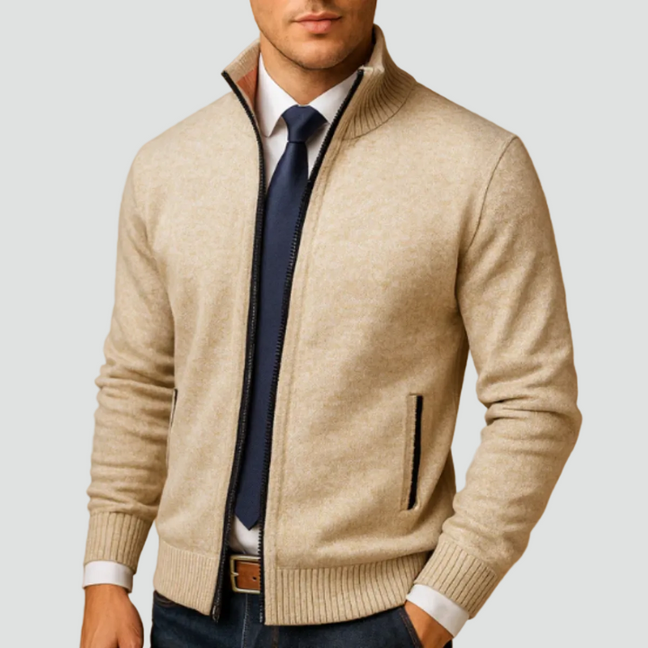 Men's Cardigan | Zipper & Stand-up Collar