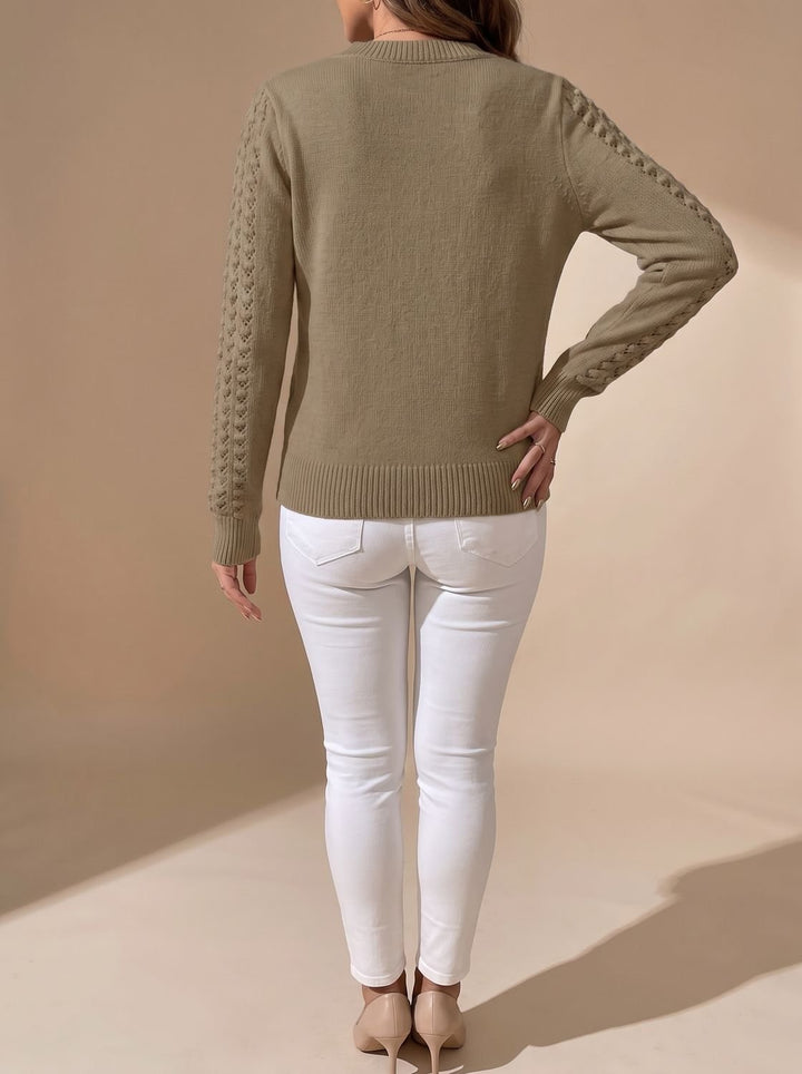 Knitted Sweater for Women | Cropped & Pointelle Pattern