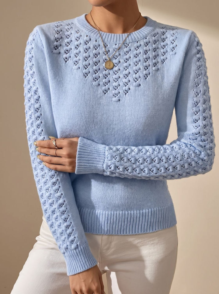 Knitted Sweater for Women | Cropped & Pointelle Pattern
