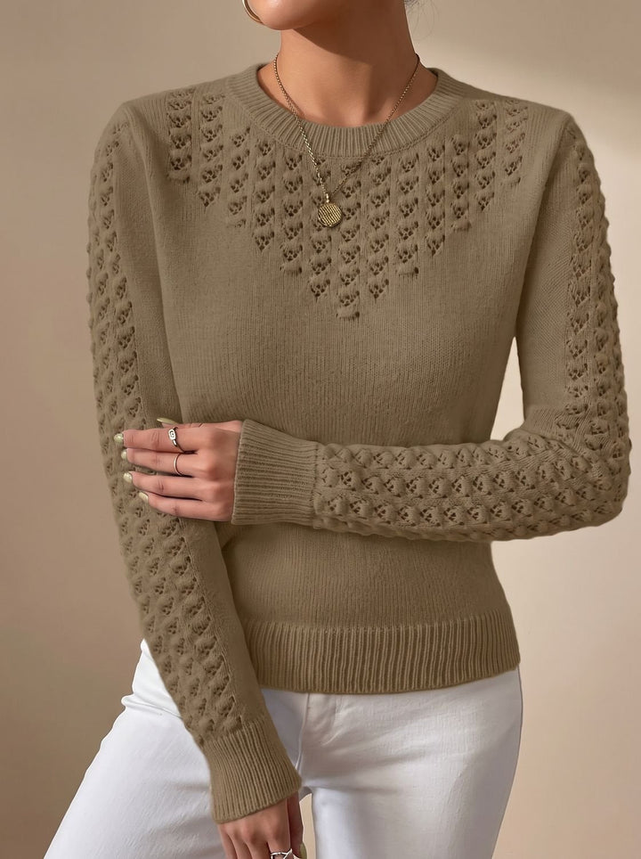 Knitted Sweater for Women | Cropped & Pointelle Pattern