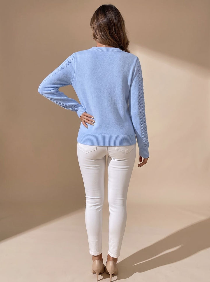 Knitted Sweater for Women | Cropped & Pointelle Pattern