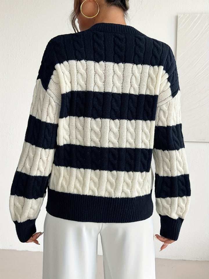 Knitted Sweater for Women | Cropped with Block Stripes