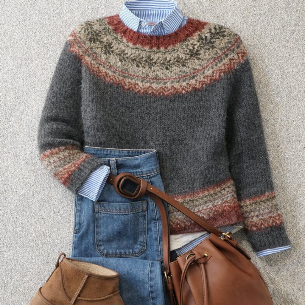 Strickpullover Damen | Fair-Isle-Muster & Lockere Passform