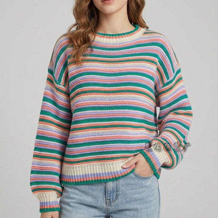 Knitted Sweater for Women | Striped & Loose Fit