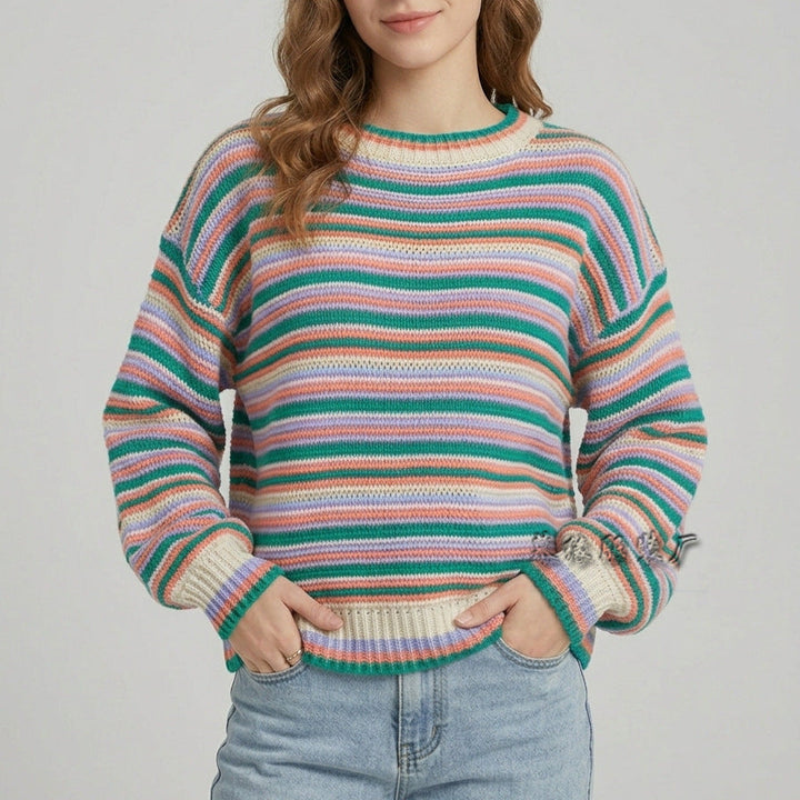 Knitted Sweater for Women | Striped & Loose Fit