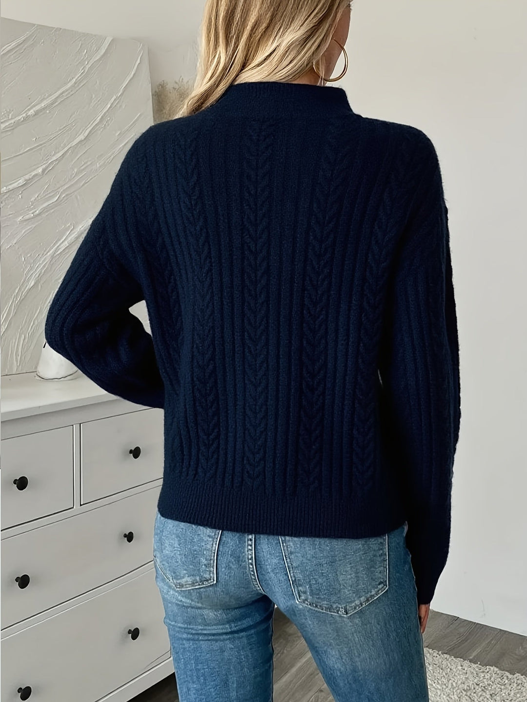 Knitted Sweater for Women | Cable Knit & Half Zip