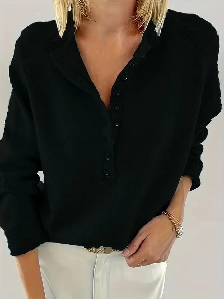 Knitted Sweater for Women | Button Placket & Soft Knit